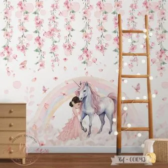 Papel de Parede Menina com Unicórnio