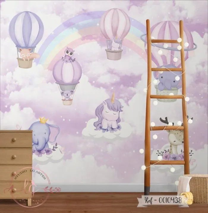 Papel De Parede Balões e Bichinhos Baby