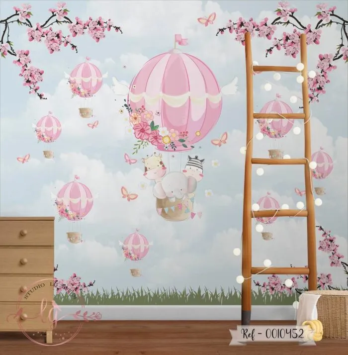 Papel De Parede Balões e Flores