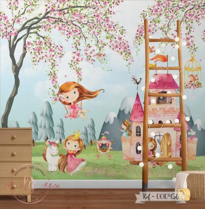 Papel De Parede Menina Castelo e Princesas