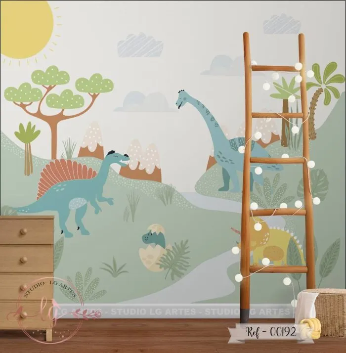 Papel de Parede Dinossauros no Jardim