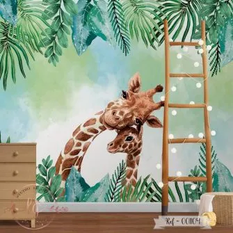 Papel de Parede Girafas Carinhosas