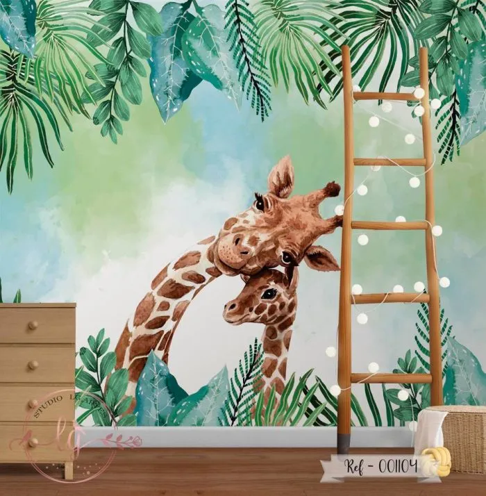 Papel de Parede Girafas Carinhosas