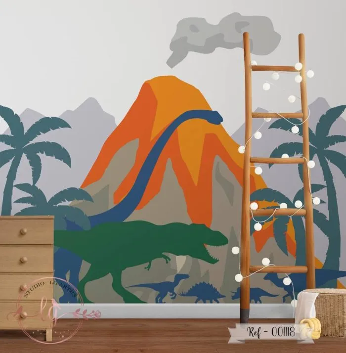 Papel de Parede Dinossauros no Vulção