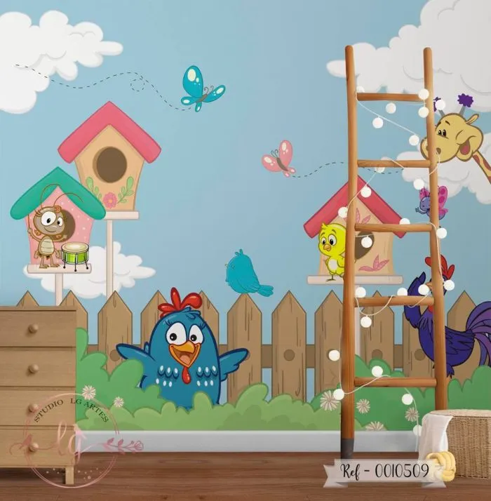 Papel de Parede Galinha Pintadinha no Jardim
