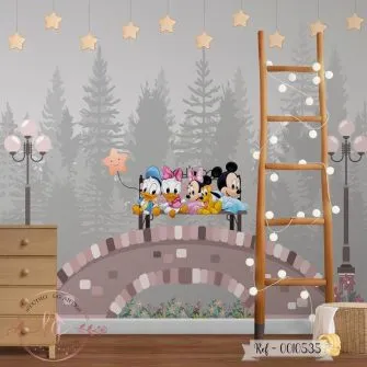 Papel de Parede Mickey e sua Turma na Ponte