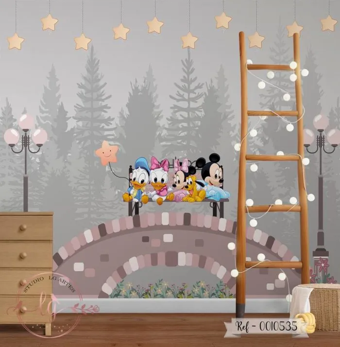 Papel de Parede Mickey e sua Turma na Ponte
