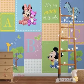 Papel de Parede Mickey e Minnie Baby