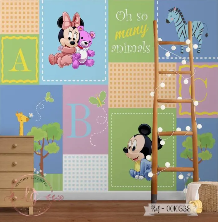 Papel de Parede Mickey e Minnie Baby