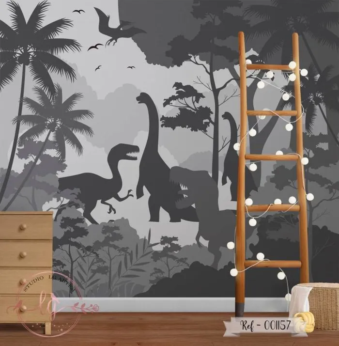 Papel de Parede Dinossauros - Escuro