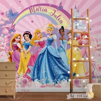 Papel de Parede Princesas com Arco-Íris Personalizado
