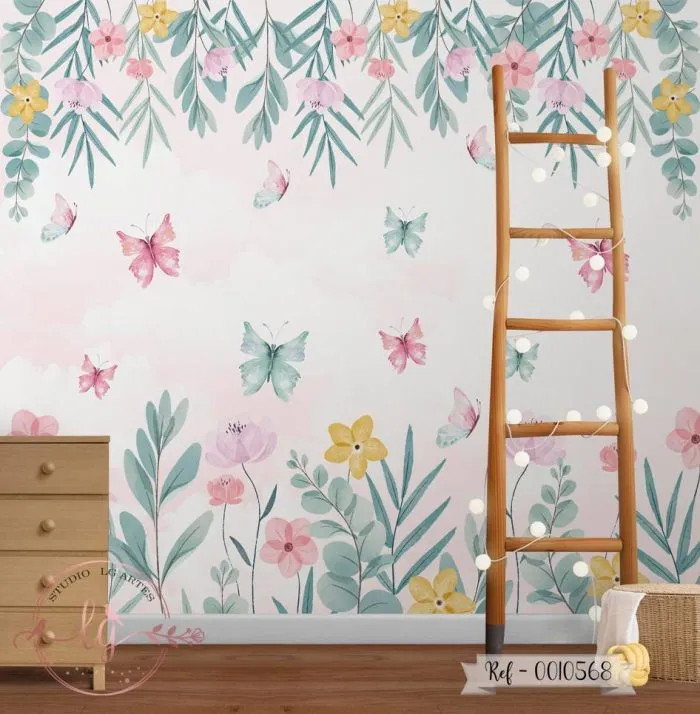 Papel de Parede Borboletas no Jardim