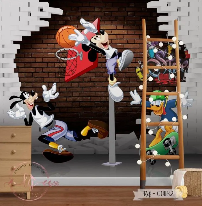 Papel de Parede Mickey Jogando Basquete