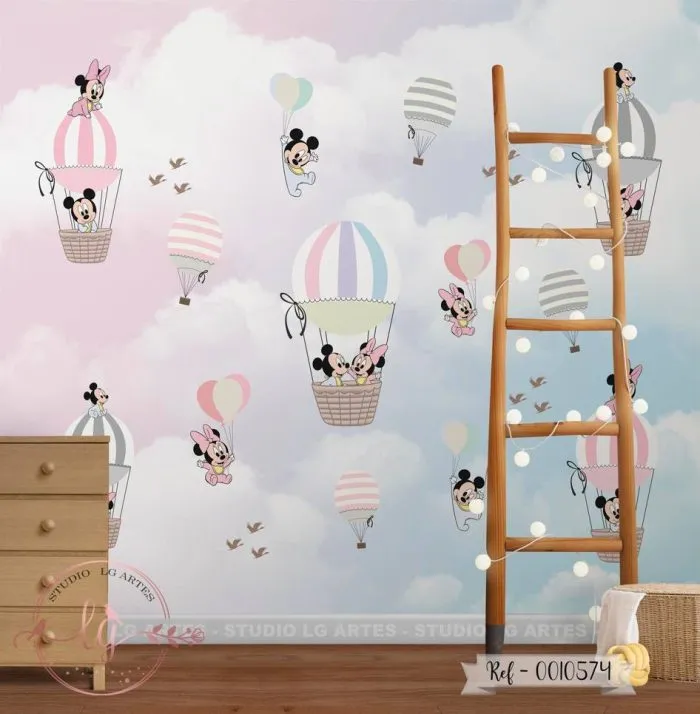 Papel de Parede Mickey e Minnie nos Balões
