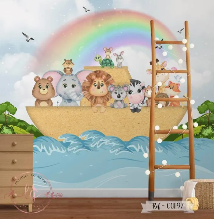 Papel de Parede Arca de Noé Com os Bichinhos