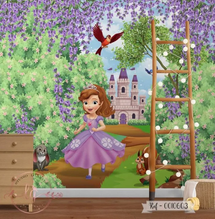 Papel de Parede Menina Brincando no Jardim