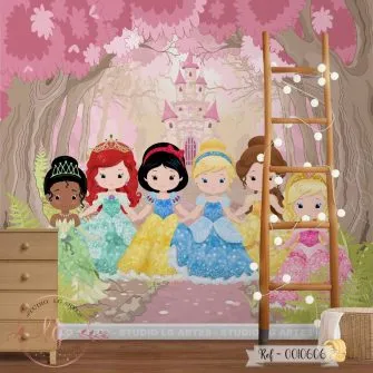 Papel de Parede Princesas Baby no Jardim Encantado