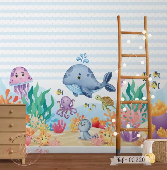 Papel de Parede Fundo do Mar Decorado