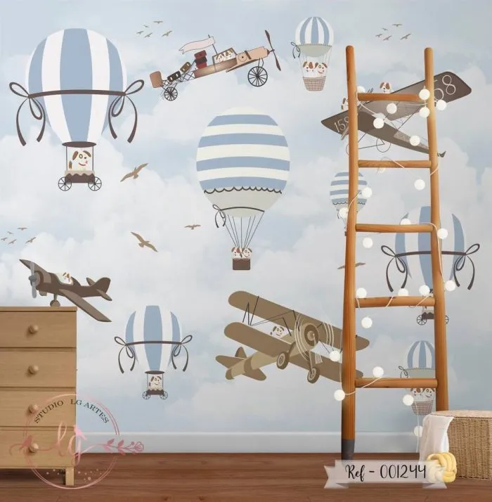 Papel de Parede Aviões e Balões