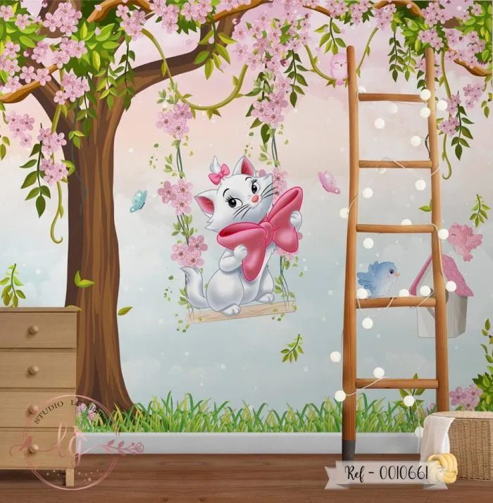 Papel de Parede Gata Marie no Balanço