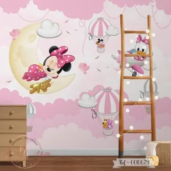 Papel de Parede Minnie na Lua com Nuvens