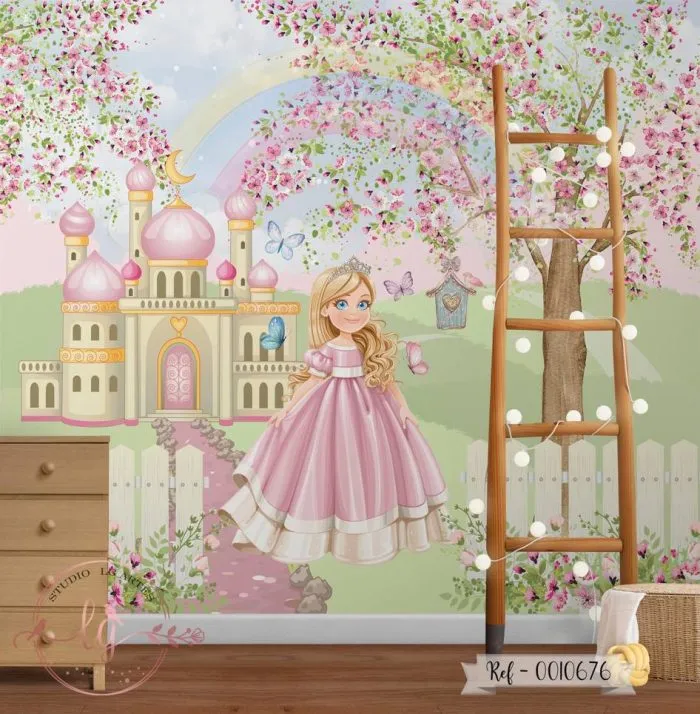 Papel de Parede Menina no Jardim do Castelo