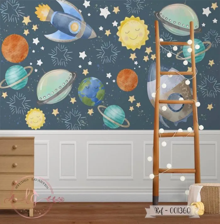 Papel de Parede Planetas e Foguetes no Espaço