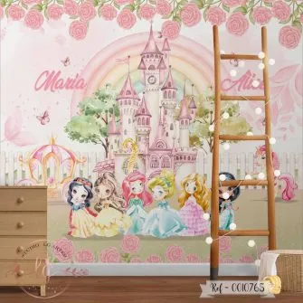 Papel De Parede Princesinhas, Castelo e Arco-Íris
