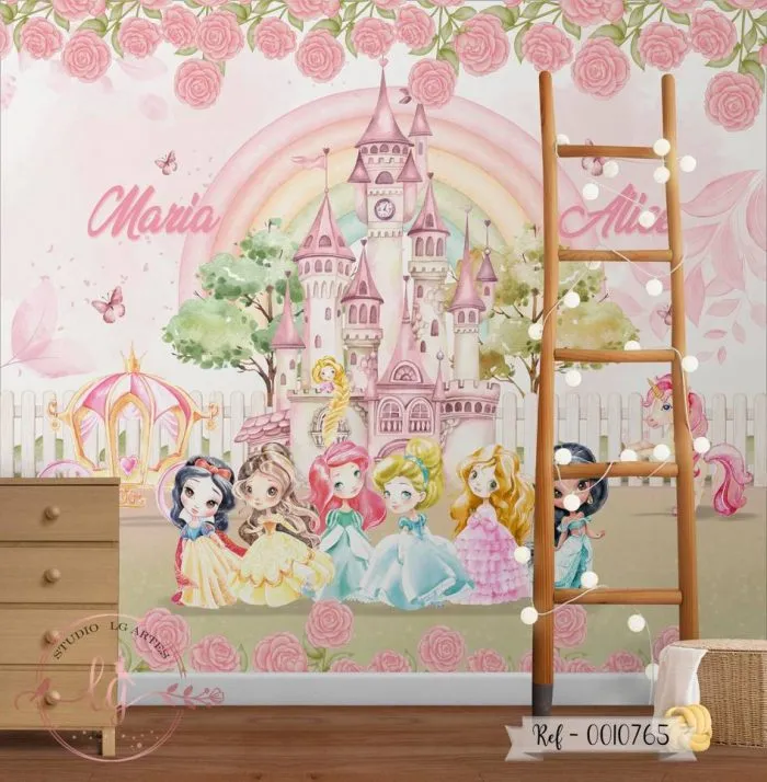 Papel De Parede Princesinhas, Castelo e Arco-Íris