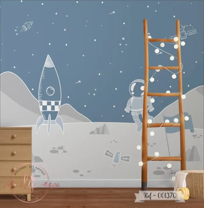 Papel de Parede Astronauta com Foguete