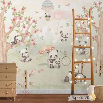 Papel de Parede Ursinho Panda no Jardim