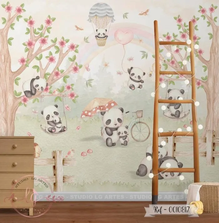 Papel de Parede Ursinho Panda no Jardim