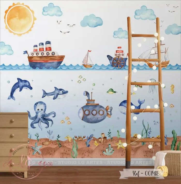 Papel de Parede Fundo do Mar Baby