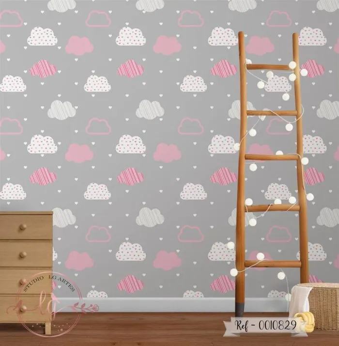 Papel De Parede Nuvens com Corações