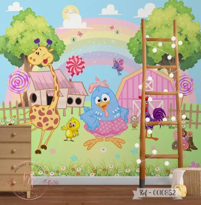 Papel de Parede Galinha Pintadinha no Jardim