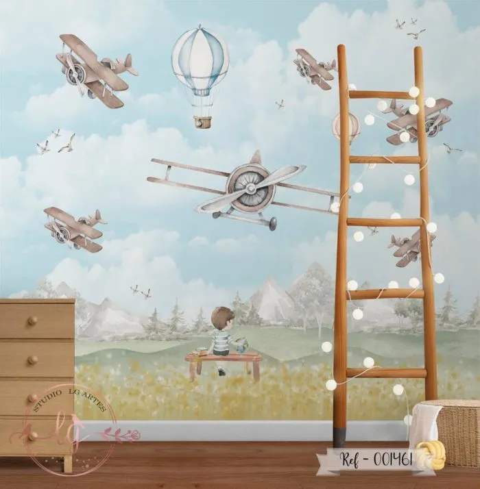 Papel de Parede Aviões Passeando pelo Jardim
