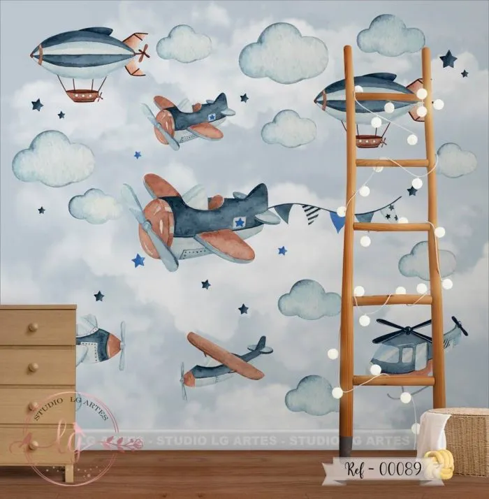 Papel de Parede Aviões e Nuvens