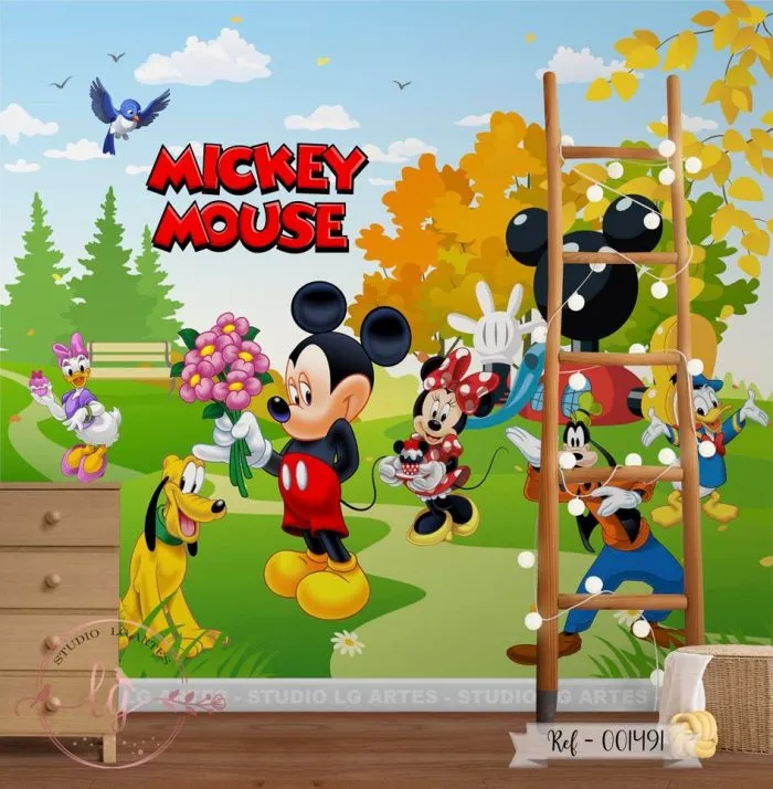 Papel de Parede Mickey e sua Turma Passeando no Parque