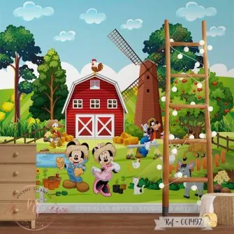 Papel de Parede Mickey e Minnie na Fazendinha