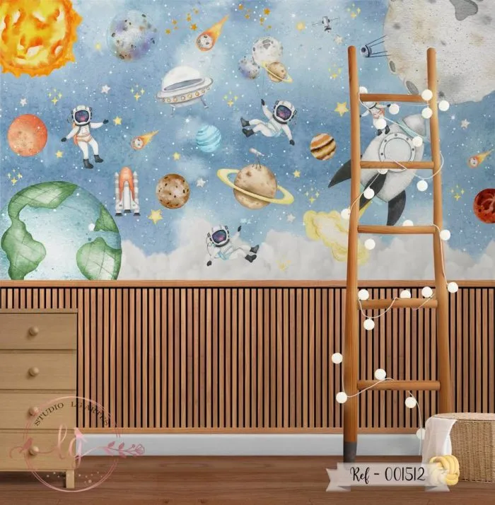 Papel de Parede Planetas com Céu Decorado