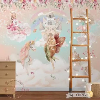 Papel de Parede Unicórnio, Fadas e Castelo