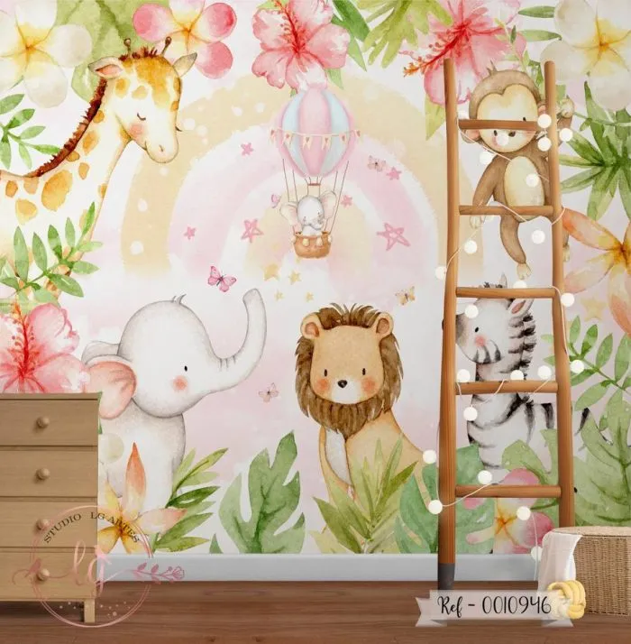Papel De Parede Safari Com Arco-Íris