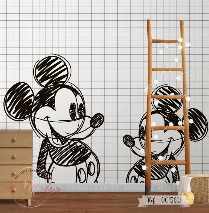 Papel de Parede Mickey Preto e Branco