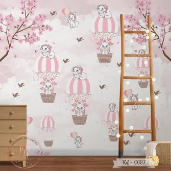 Papel De Parede Gata Marie e Balões
