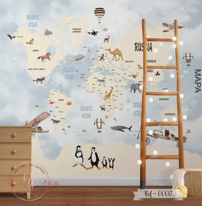 Papel De Parede Mapa-Múndi - 017