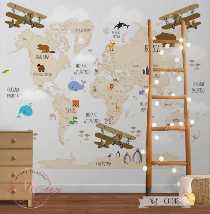 Papel De Parede Mapa-Múndi - 018