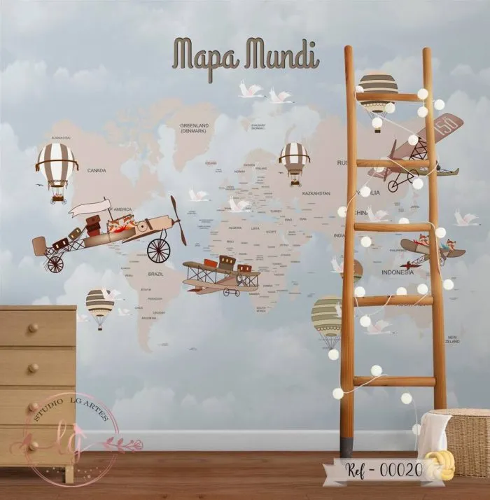 Papel De Parede Mapa-Múndi - 020