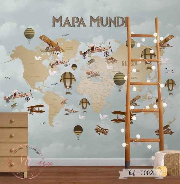 Papel e Parede Mapa-Múndi - 021