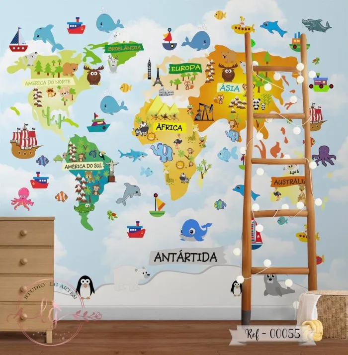 Papel De Parede Mapa-Múndi - 055