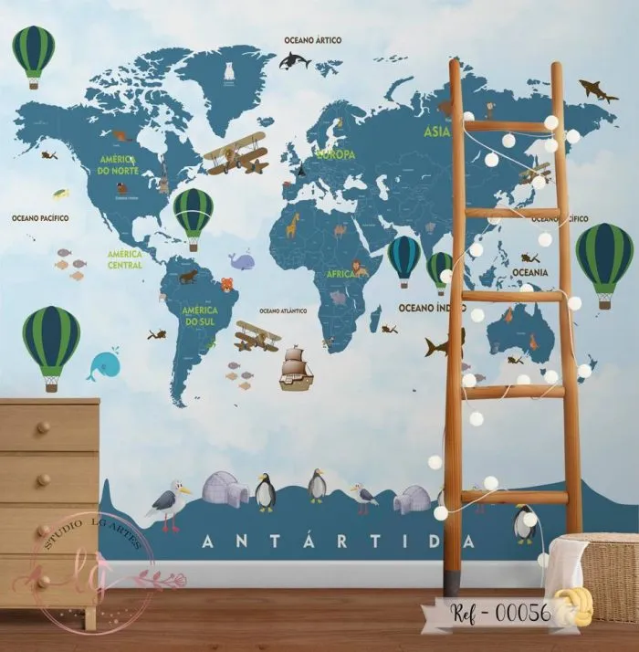 Papel De Parede Mapa-Múndi - 056
